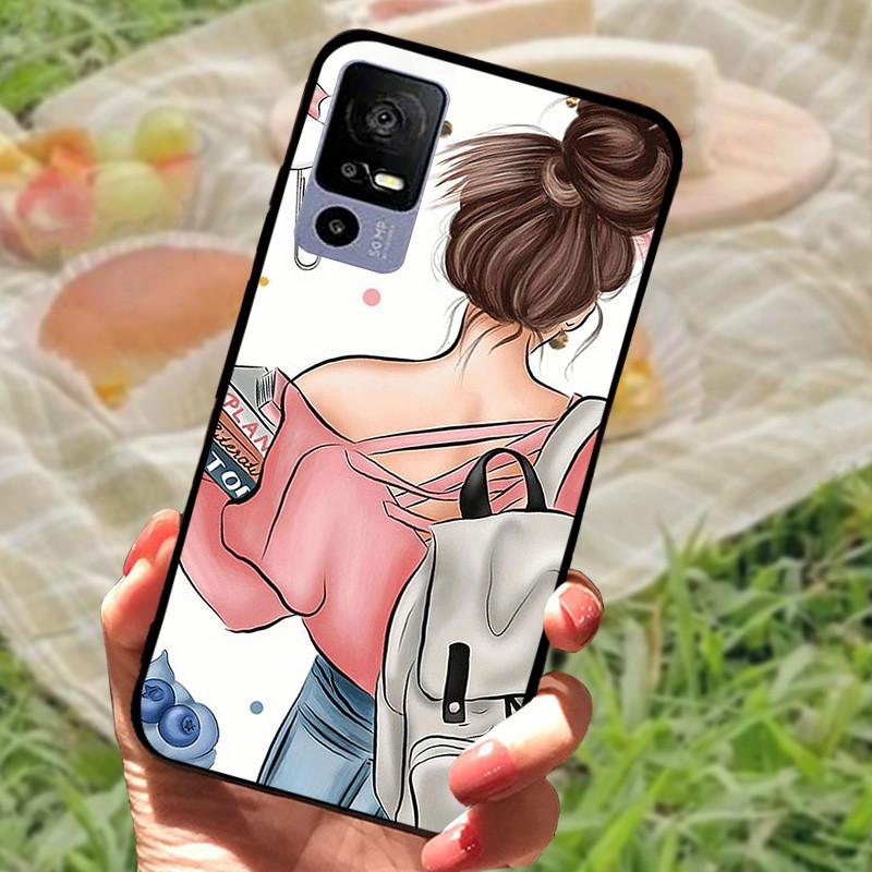 Weiche TPU-Handyhülle für TCL 40R 5G Stoßfeste Schwarze Schutzhülle Bumper für TCL 40 R 5G Schöne Modische Handy-Rückseite Fundas Coques