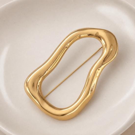 Brooch with Safety Pin, Abstract Irregular Metal Outline Lapel Pin, Versatile Accessory for Collar Cuffs Bags Gift