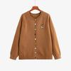 Plus Size Women's Embroidered Round Neck Long Sleeve Velvet Knit Cardigan 2025 Winter Collection