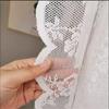 White Lace Voile Curtains with Florals Embroidery Pulling Curtain for Bedroom and Living Room 150cm