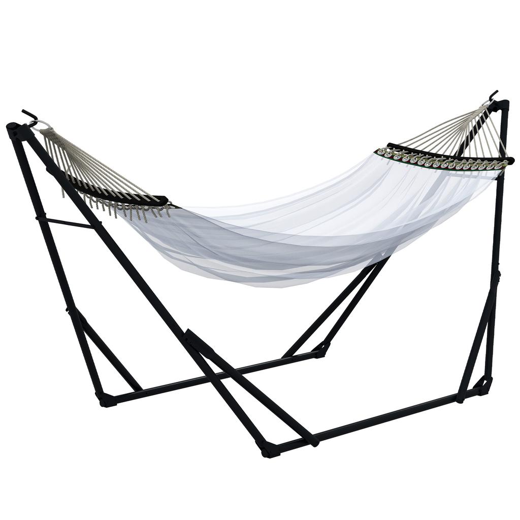 Hammock Stand Incl. Hammock Frame for Hammock, 263 Cm X 89 Cm X 100 Cm, Black + White