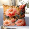 Peony Flower Pattern Decorative Pillowcase Living Room Bedroom Square Cushion Pillowcase