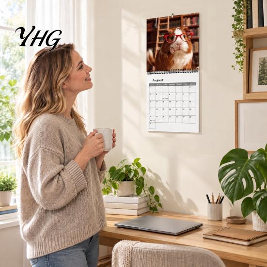 Coated Paper Wall Calendar Guinea Pig 2027, 12-Month Cute Pet Planner with Spiral Full Year Date Organizer Binding, Thick for Home Office, Gift Lovers