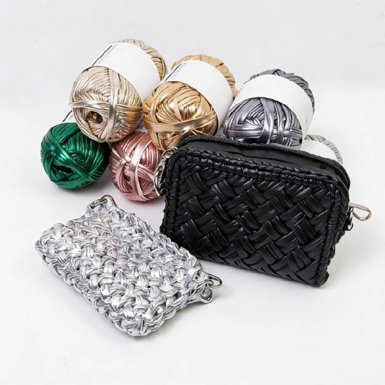 3 Rolls Metallic Polyester Cord 32.8Yard Each Knitting Thread Yarn For Handmade Bag Purses Wallets Braiding Stitching