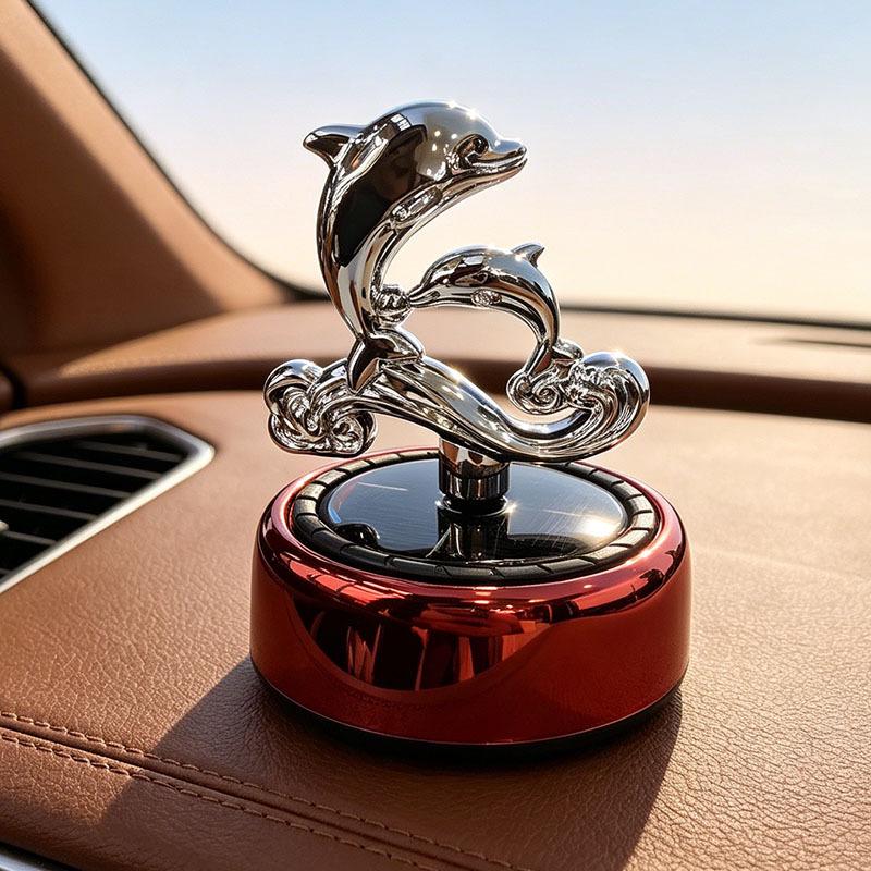 Dolphin Solar Car Air Freshener: Rotating Long-Lasting Perfume Ornament