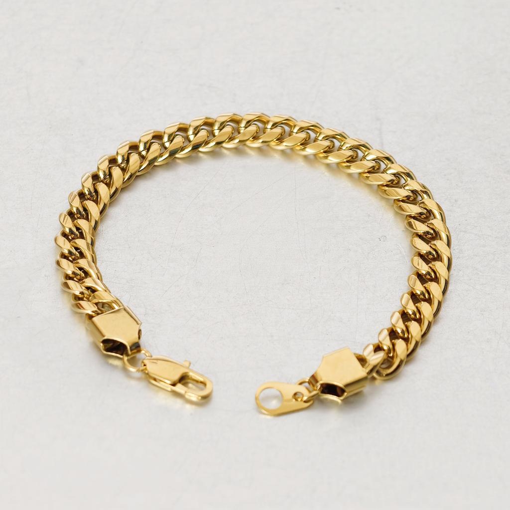 Punk 8mm Miami Curb Cuban Link Kette Armband Goldfarbe Edelstahl Handkettenarmband für Männer Frauen Schmuck Geschenk 2026