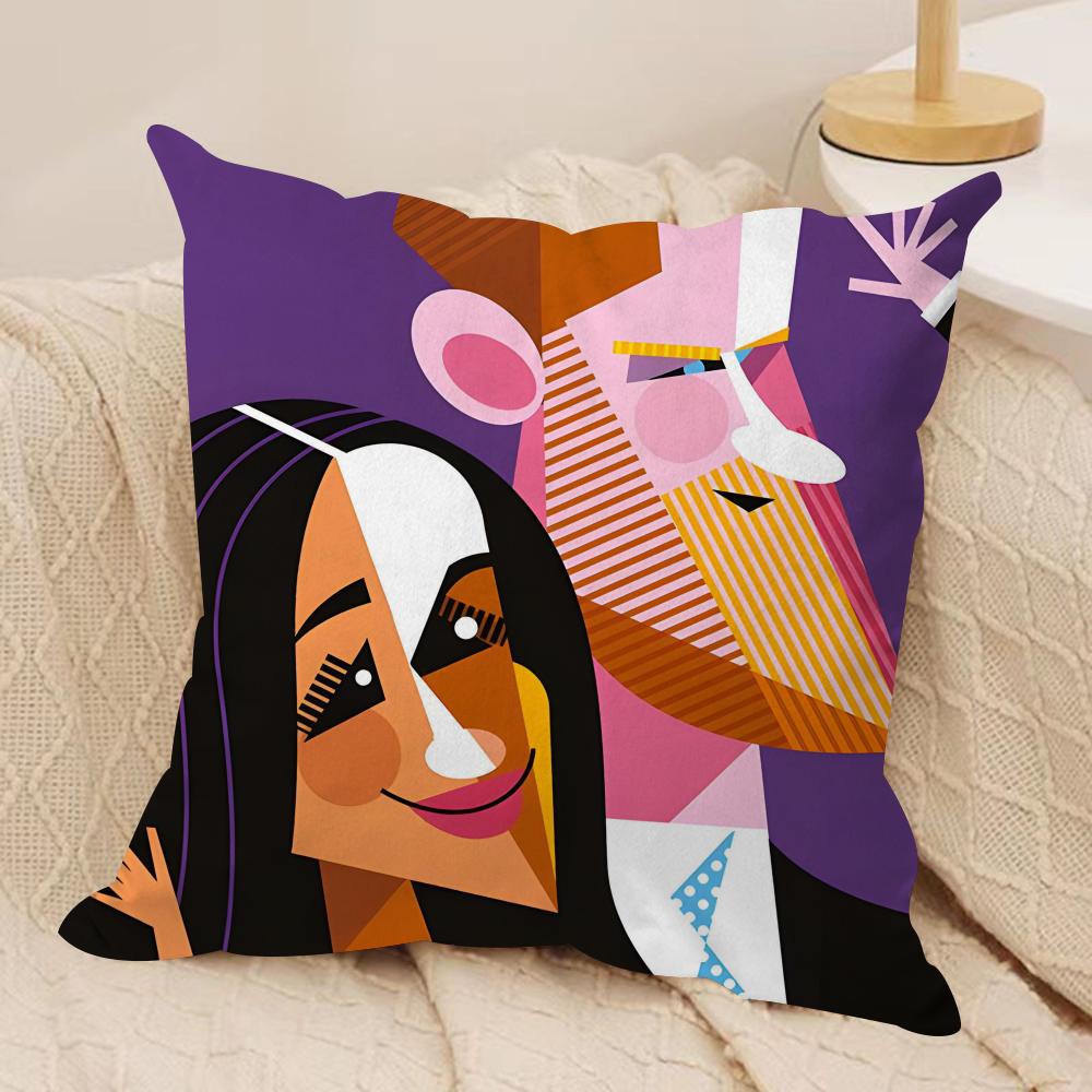 Abstract Cartoon Characters Cushion Cover Pillowcase Ultra Soft Skin Friendly Fabric Cloud Like Comfort & Concealed Zipper