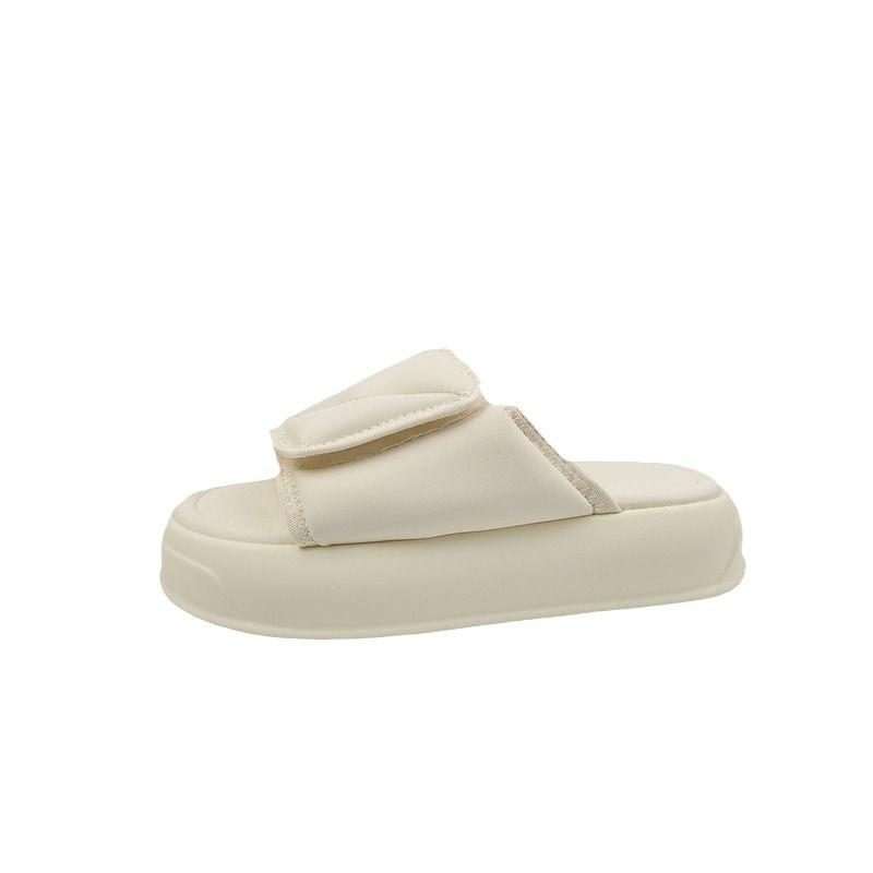 Thick-soled outer slippers women's summer Velcro high-end feeling stepping on shit muffin small non-slip beach cool slippers women