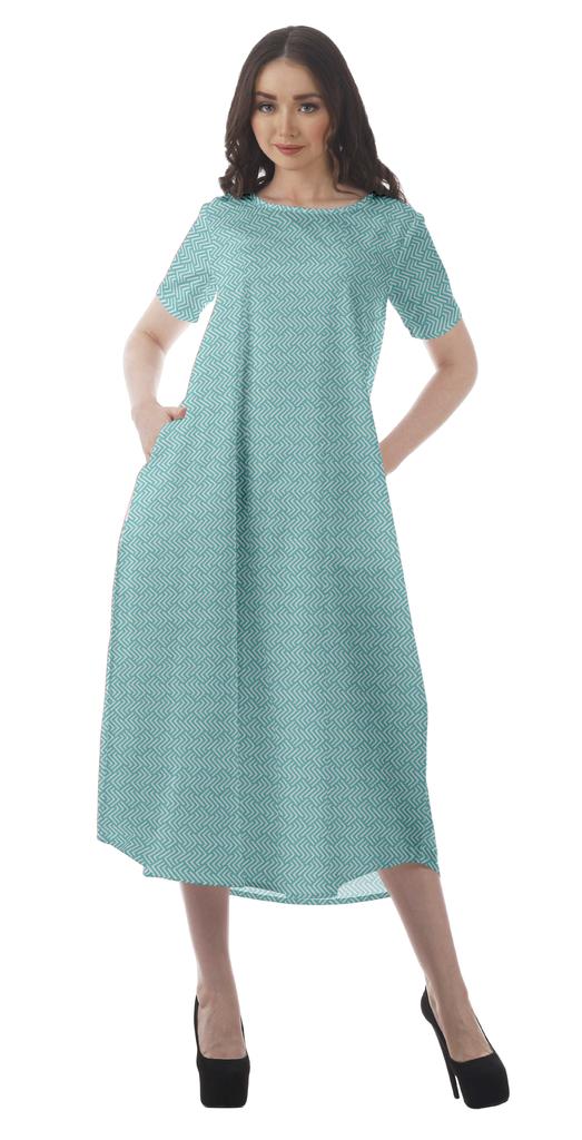Moomaya Printed Sun Dresses Women Short Sleeve Cotton Flex Party Dress
