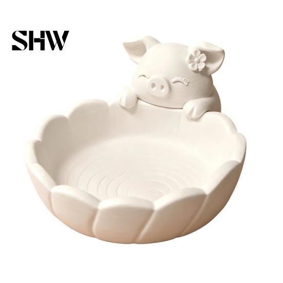 Functional Aesthetic Decoration Cute Pig Petal Storage Bowl, Matte Finish 3D Print PLA Tray, Decorative Trinket Bowl Jewelry Trinkets Organization
