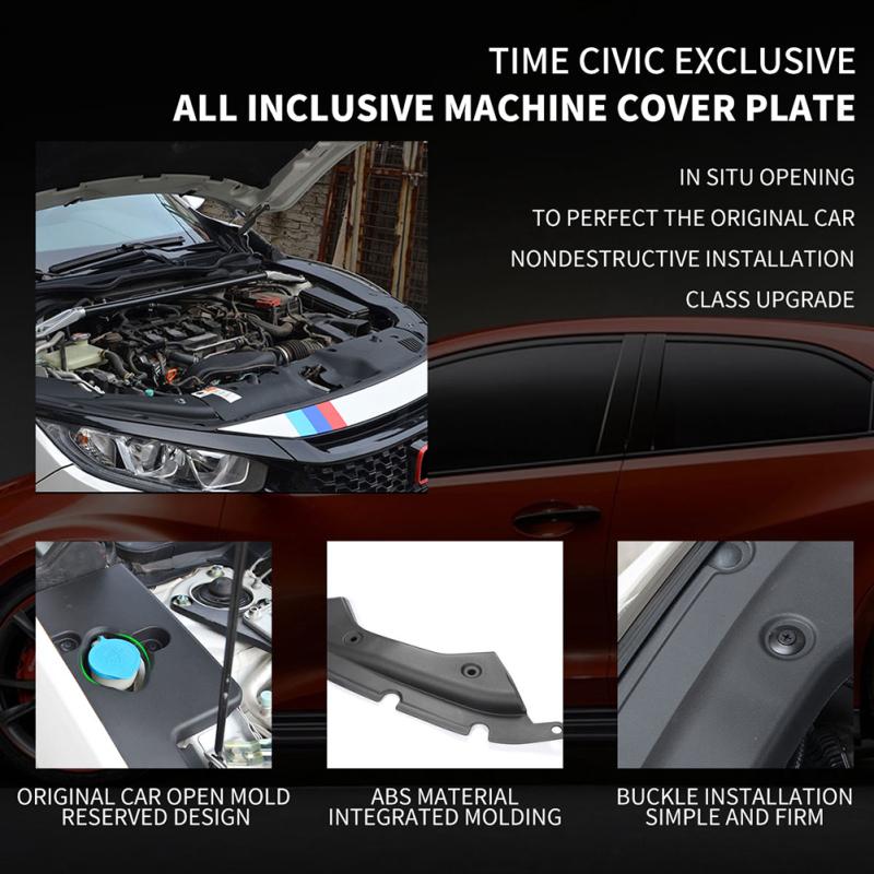 1Pair For Honda for Civic 2016-2018 10th Gen Engine Bay Side Panel Covers