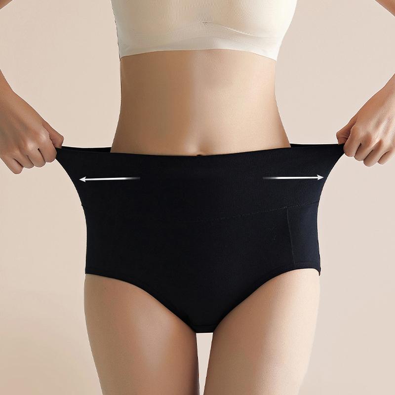 Baumwoll-Damenunterwäsche mit hohem Bund, auslaufsichere Menstruationshosen, breiter Perioden-Slip, physiologische Übergröße M-4XL, Damen-Slips