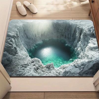 3D Optical Illusion Rug Bottomless Hole Design Non-Slip Doormat for Entrance Bathroom Stairs Playroom Living Room