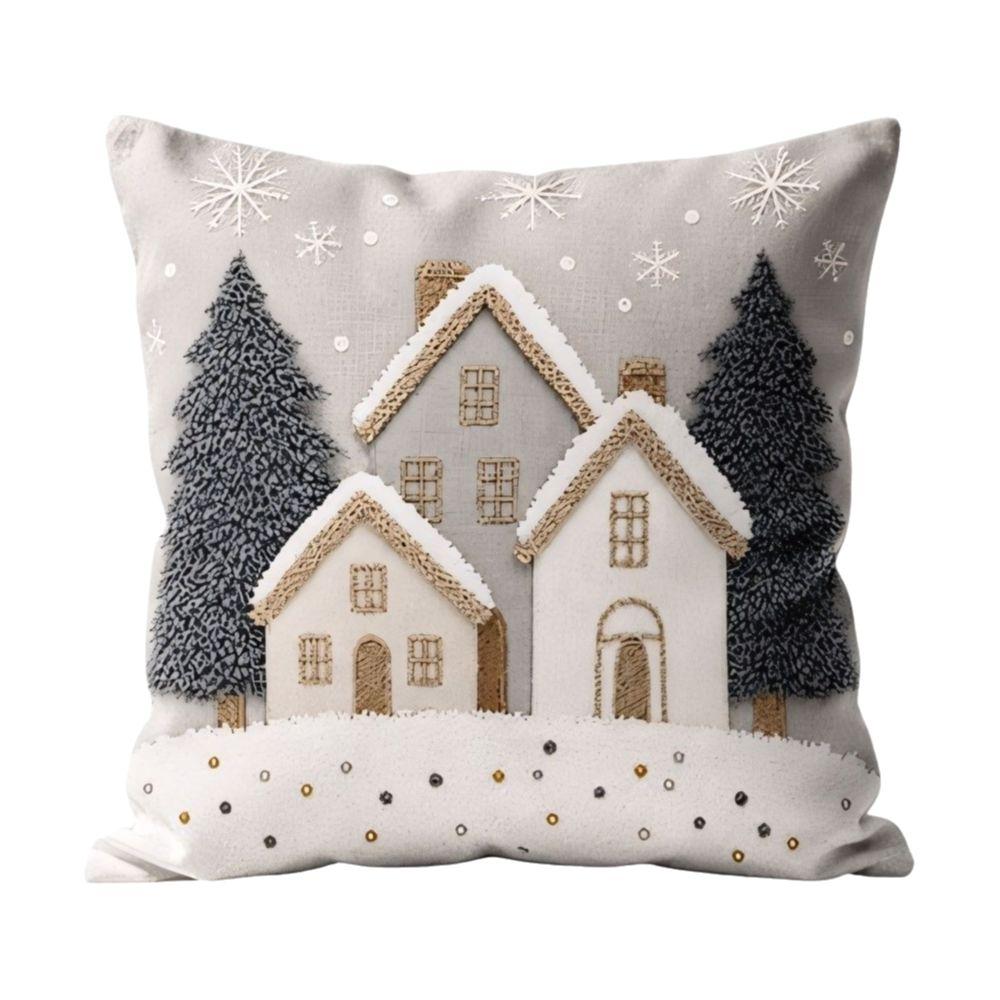 Soft Throw Cushion Case Tree Xmas Pillowslip Home Decor Snowman Pillow Cover Bedroom