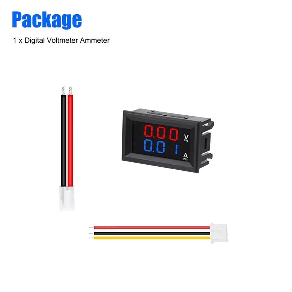 1Pcs Red Blue LED Display Digital Voltmeter Ammeter Electromobile Motorcycle Car