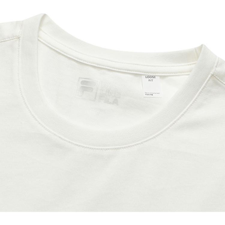 Fila SS22 American Retro Large Logo Print Solid Color Short Sleeve T-Shirt Unisex Tops White F51U228199FWT