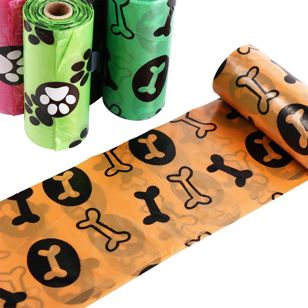 

Мешок для мусора для мелких домашних животных 15 шт./рулон Мешки для мусора для домашних животных, кошек, разлагаемые мешки для собачьих какашек, щенков black-Footprints