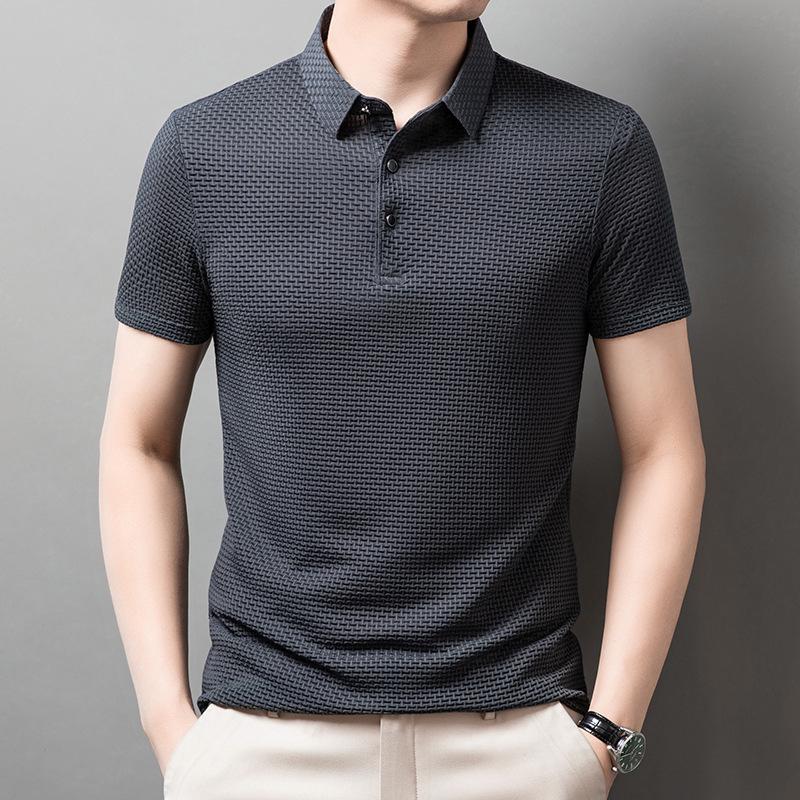 Men's Summer Casual Ice Silk Lapel T-shirt - Breathable, Thin, and Versatile