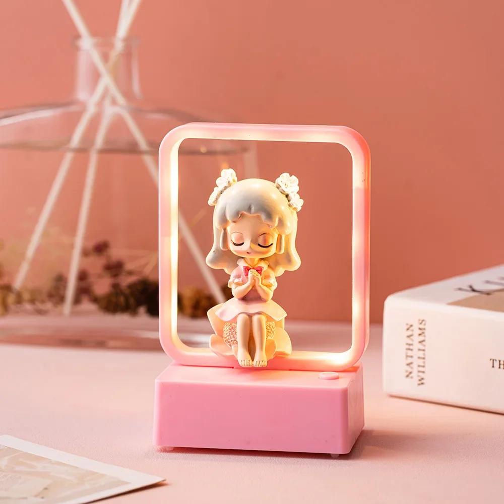Modern Creative Room Decor Figurine Living Room Decor Girls Sculpture Accessories Cute Home Decor Night Light Ornament Gift