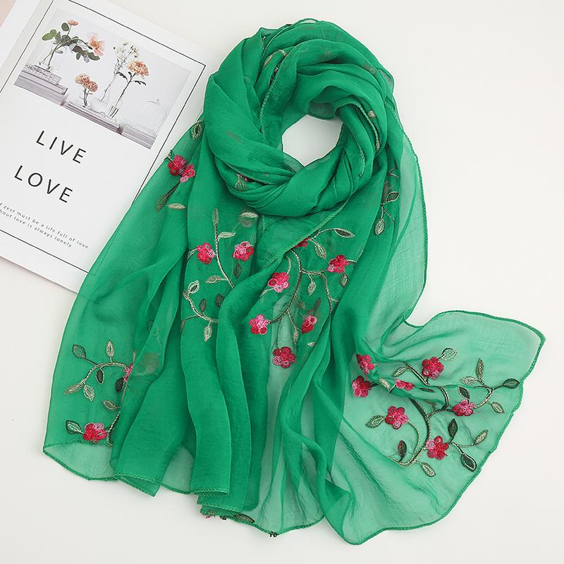 

Embroidered Chiffon Hijabs Scarf for Muslim Women Solid Color Long Shawls Wraps Islam Ramadan Turbans Muslim Women Hijab Cap