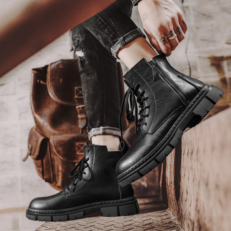 Fashion New Men's Boots 2024 All-match Comfortable Ankle Boots High Quality Side Zipper Sneakers Men Genuine Leather Men Casual Shoes