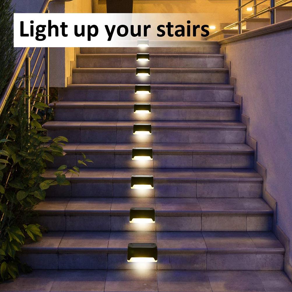 Upgraded Solar Stair Lights Outdoor Waterproof LED Step Lights Garden Decor Landscape Lamp Railing Light