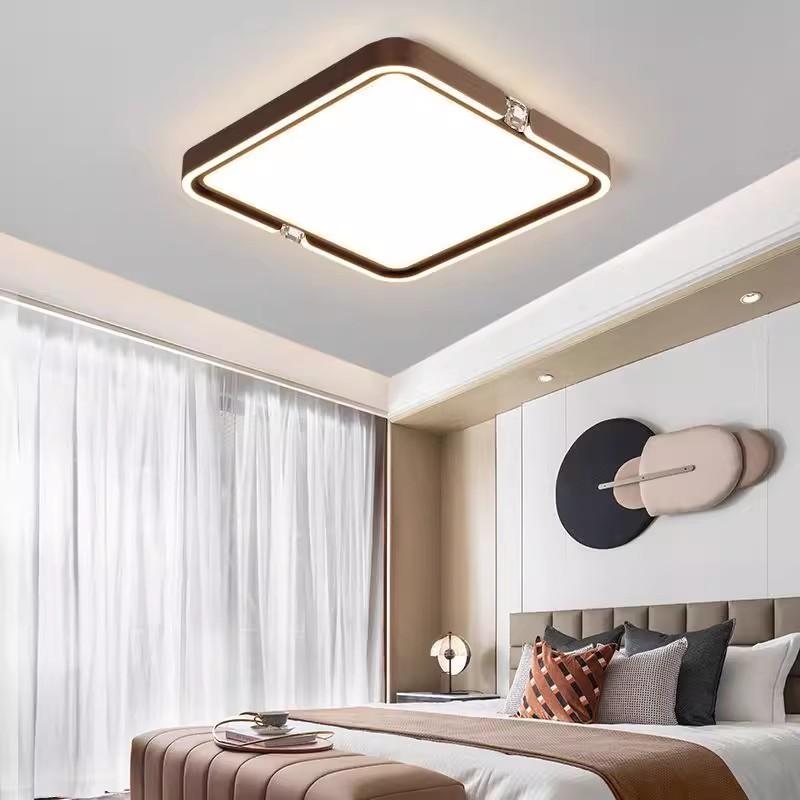 

Светодиодный потолочный светильник для спальни, креативный для книжной комнаты, современный квадратный потолочный светильник в виде бриллиантового кольца Diameter -50cm кофейный