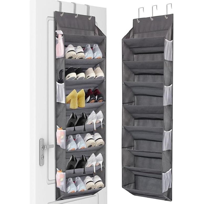Over the Door Shoe Storage Organizer Hanging Fits 12 Pairs Shoes with 6 Mesh Pockets 6 Deep Large Pockets 50lbs Weight Capacity Behind the Door Shoe