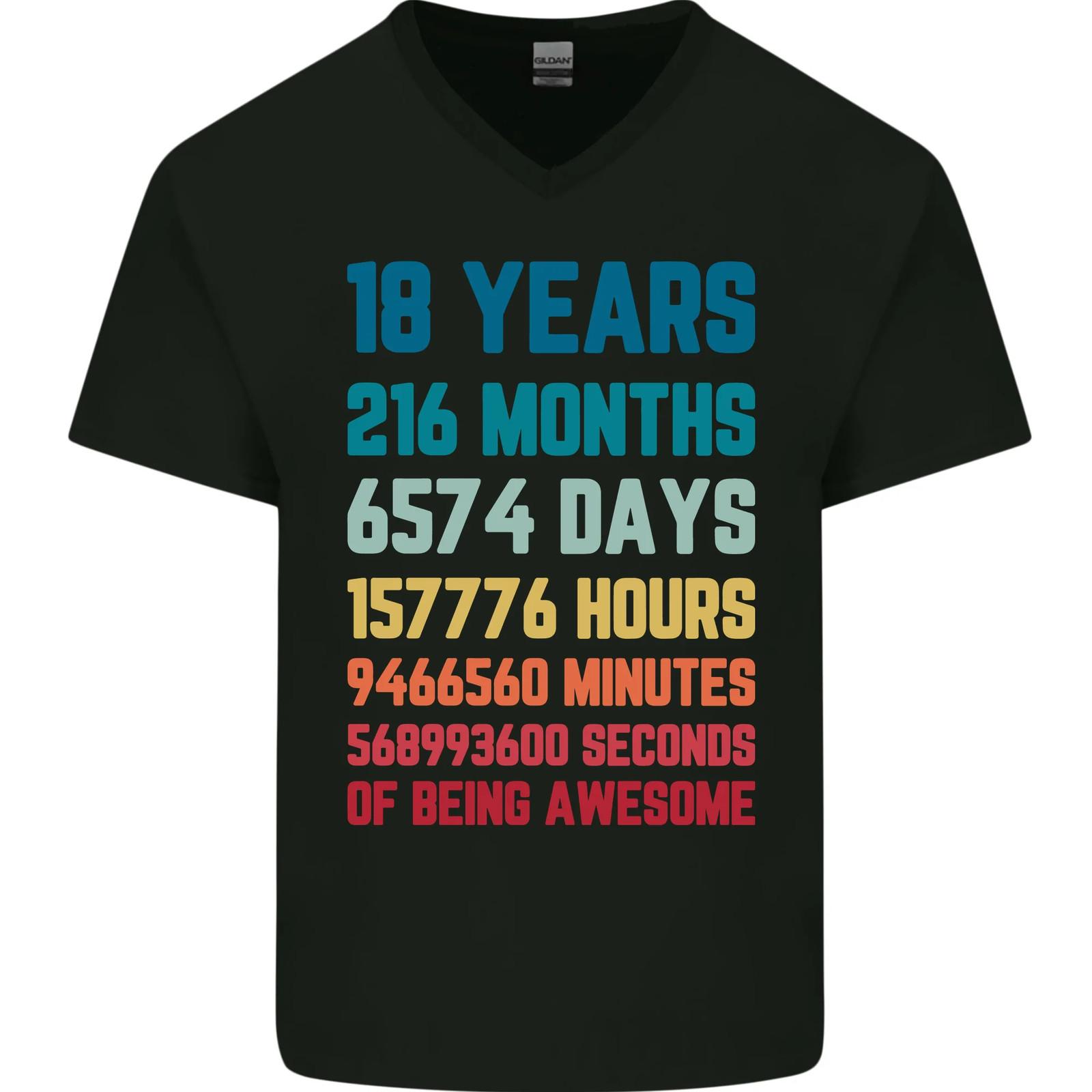 18th Birthday 18 Year Old Mens V-Neck Cotton T-Shirt M