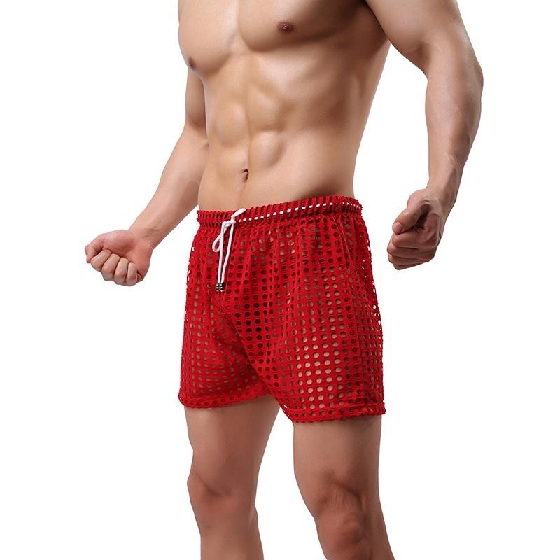 Men's Briefs See through Mesh Loose Lounge Boxer Shorts Mesh Hollow Pants