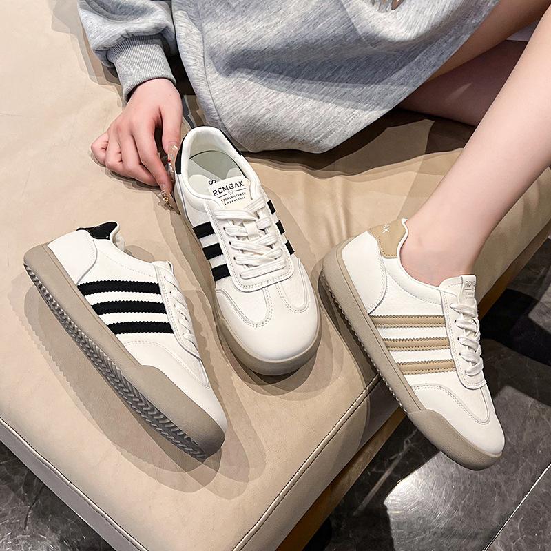Large Size Women's Shoes 41-43 Fat Feet German Training Shoes Women's Autumn Versatile Flat White Shoes Student Running Sports Shoes Women
