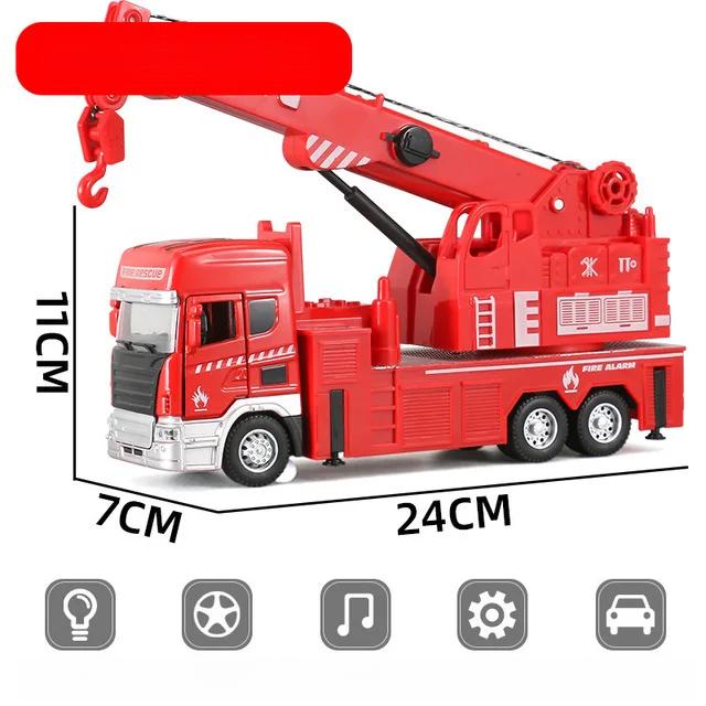 136 Die Cast Alloy Engineering Car Model Playset Simulation Fire Game Rescue Tower Car Echo Sound Light Kids Birthday Gift B158