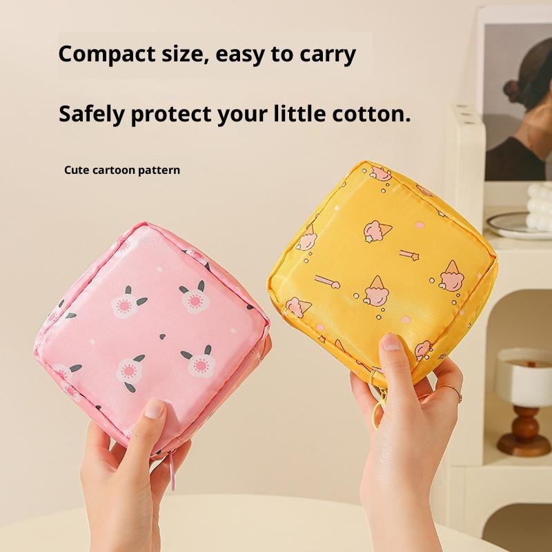 Women Sanitary Napkin Tampon Storage Bag Portable Waterproof Organizer Pouch Cartoon Pattern Sanitary Napkin Bag
