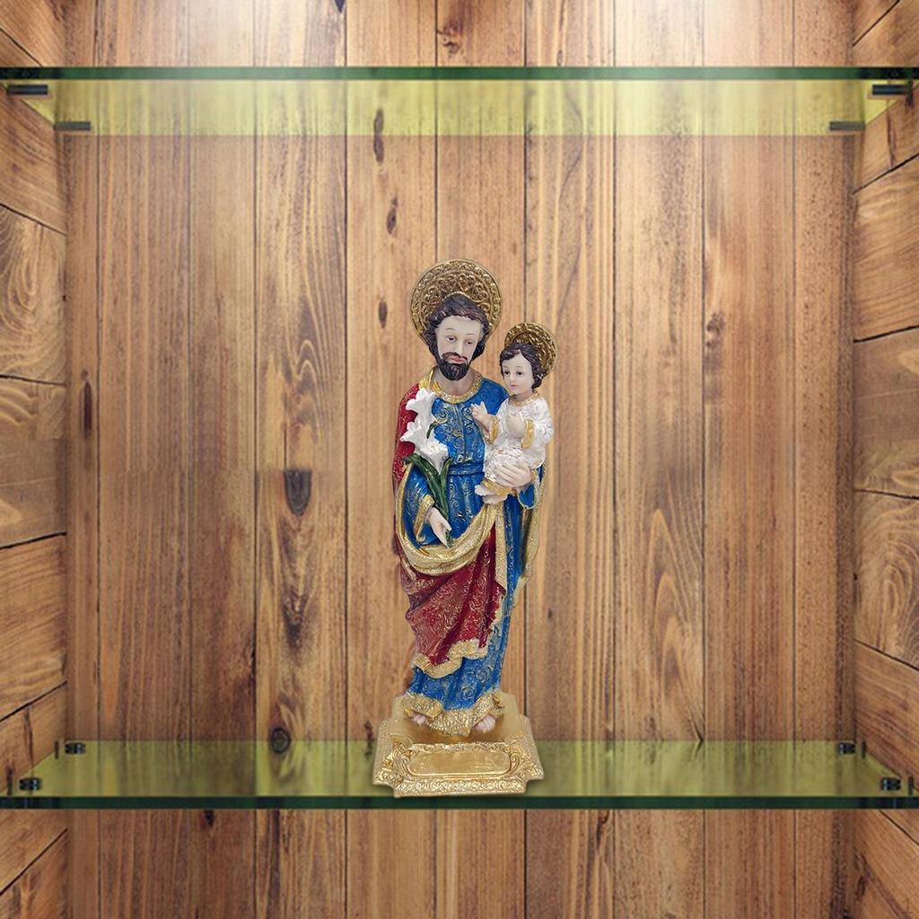 . Joseph and Child Jesus Statue Religious Gift Room Office Sculpture Saint Holding