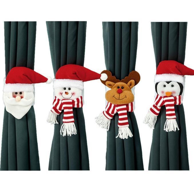 Christmas Creative Curtain Buckle Cartoon Santa Claus Snowman Elk Window Holdbacks for Drapery