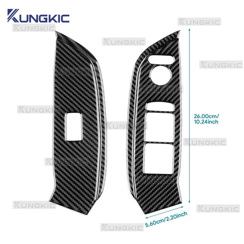 Real Soft Carbon Fiber For Honda Jazz Fit 2021 2022 2023 2024 2025 RHD Car Front Door window Lift Frame Interior Accessories.
