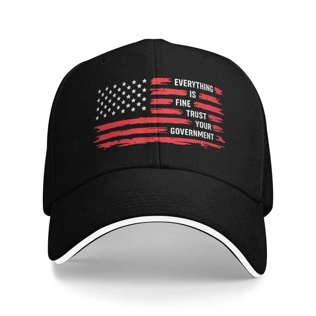Everything is Fine Trust Your Government Sun Baseball Cap Summer Streetwear Trucker Hat For Male Tennis Skate Baseball Caps