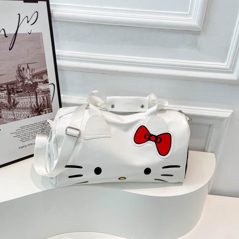 HelloKitty Cartoon Cute Big Bag Shoulder Bow Hello Kitty Portable Fitness Bag Messenger Travel Bag