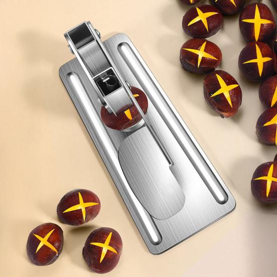 Stainless Steel Chestnut Opener Nutcracker Clip for Chestnuts Pecans Walnuts Multifunction Nut Cutter Plier with Sharp Serrated Blade Kitchen Tool