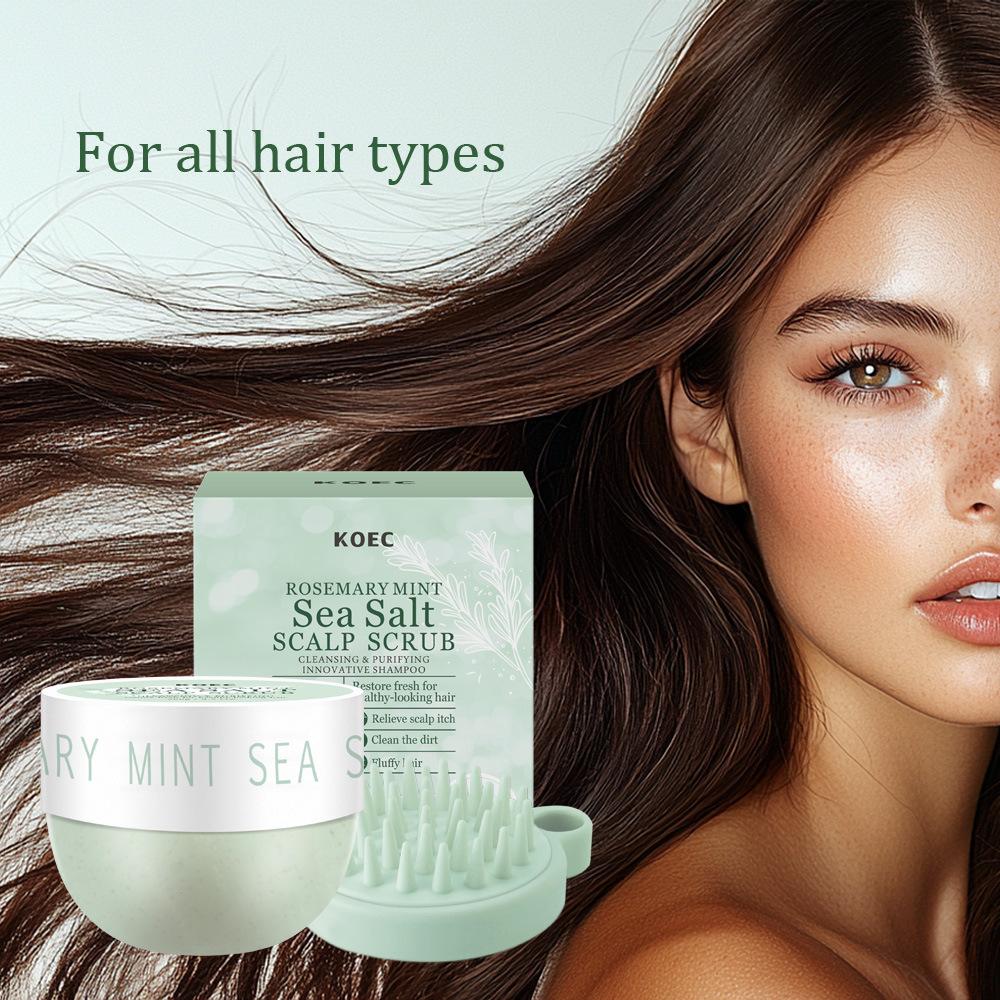 KOEC Sea Salt Scalp Scrub 260g with Comb, Deep Cleanse Volumizing Scalp Scrubber