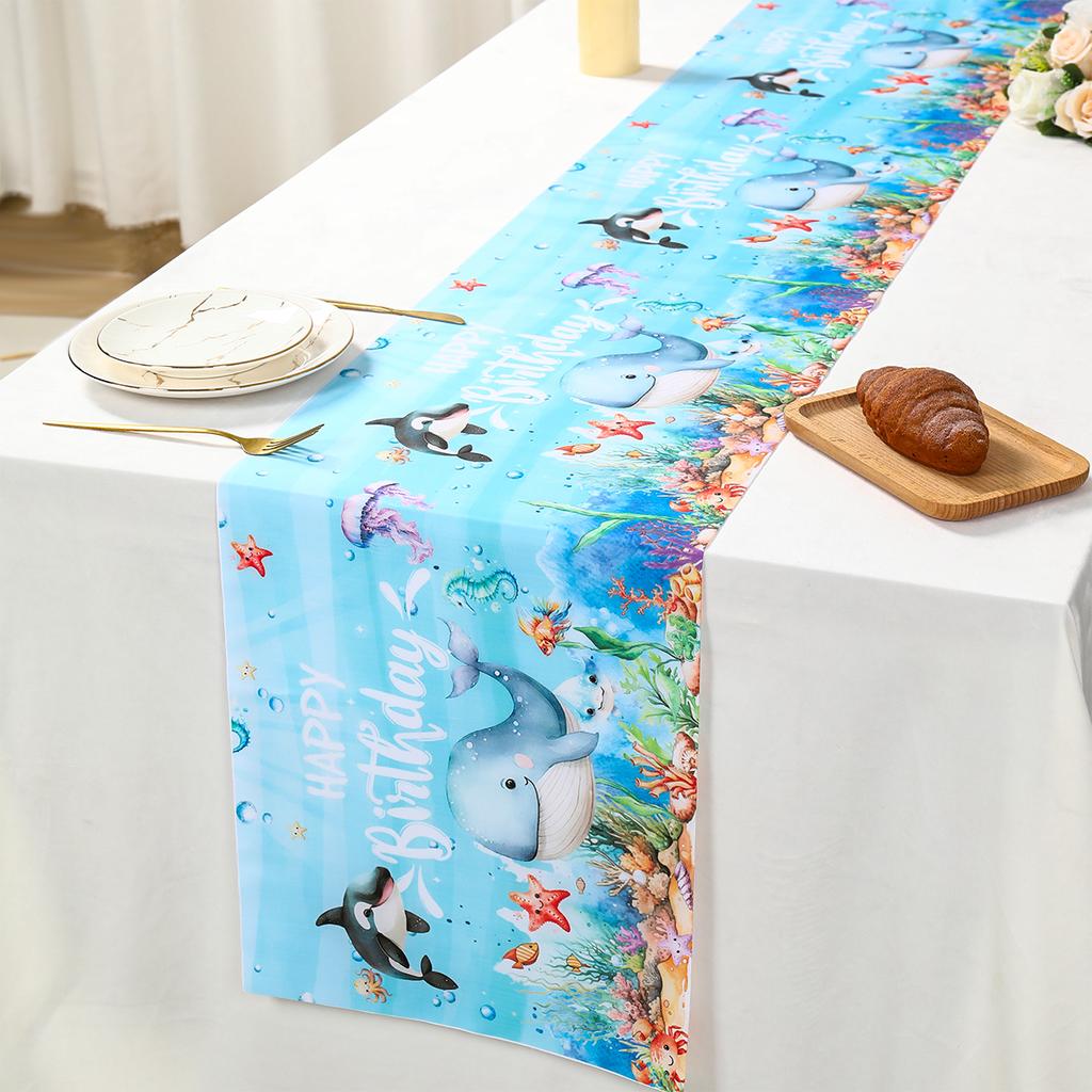 Ocean Animal Disposable Tableware Tablecloth Background Candy Bags Birthday Party Decor Kids Gift Under The Sea Party BabyShower