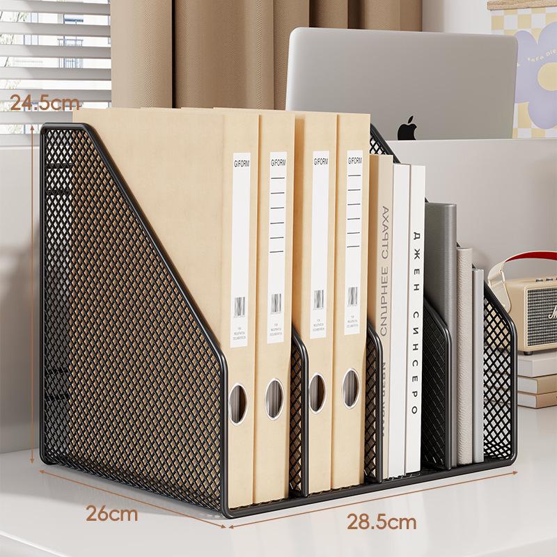 Metal Desktop File Organizer: Hanging Shelf & Storage Basket