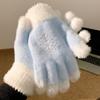 Rhinestone Snowflake Knitted Gloves Full Finger Thick Warm Winter Gloves  Cold Weather