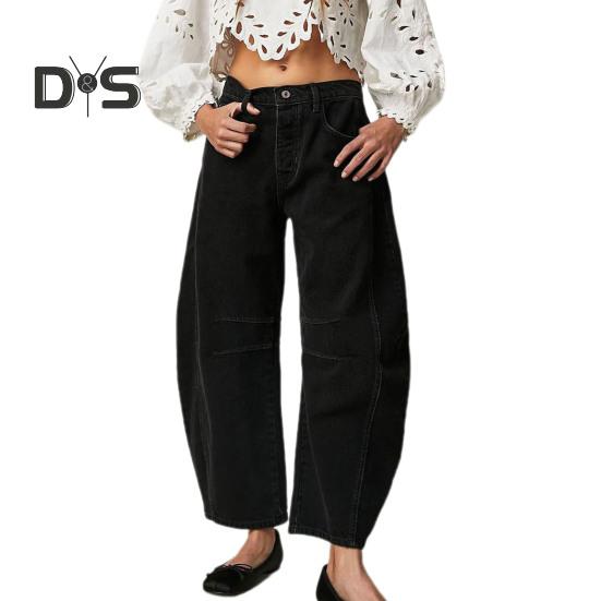 

Женские джинсы Джинсовые свободные прямые широкие брюки со средней талией градиентного цвета хип-хоп ретро с карманами до щиколотки мягкие дышащие женские длинные брюки брюки 2XL