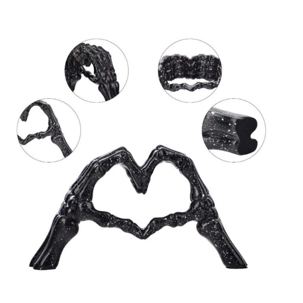 Simple Heart Skeleton Hand Statue Nordic Style Halloween Desktop Ornament Office