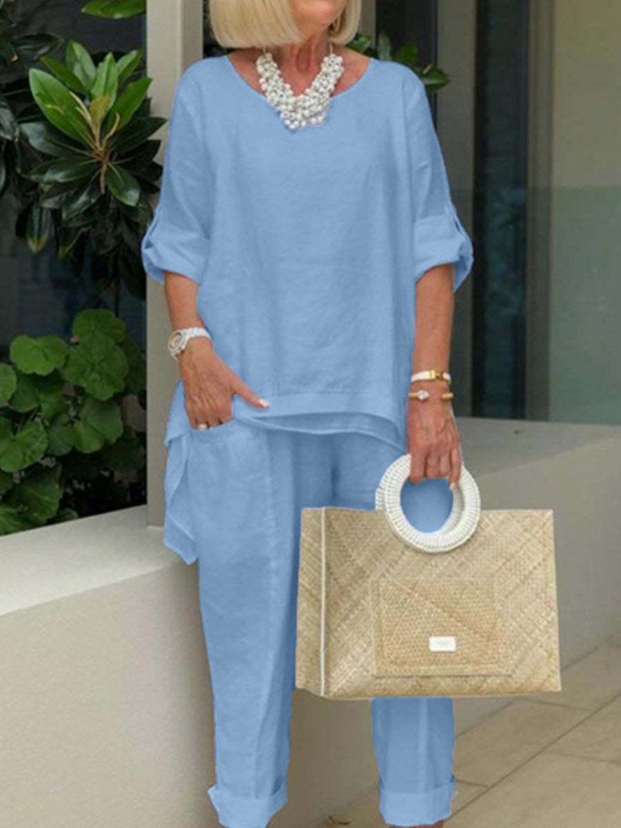 

2024 Европейский и американский летний женский повседневный комплект Medium светло-синий