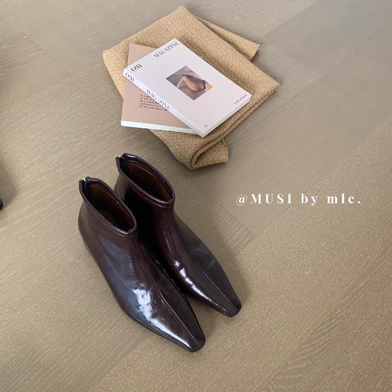 

Blue cabinet, warm home slope heel heel heightening ankle boots heightening in spring and autumn 2025 autumn new square head soft-soled short boots 40 коричневый