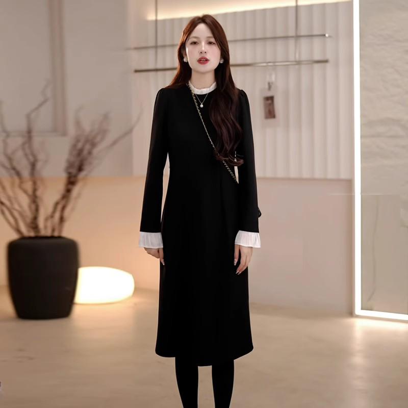 

2025 Spring Slimming Plus Size Long Sleeve Knitted Dress for Women M for 90-105 lbs