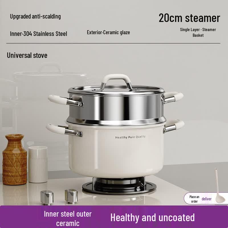 Qiwei 304 Stainless Steel Thickened Induction Soup Pot