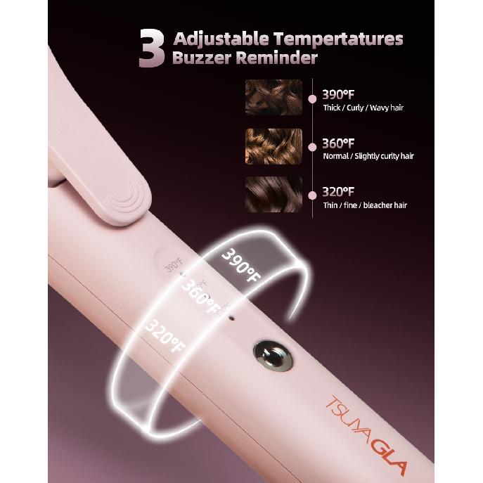 Large Hair Curling Wand, 1.6 Inch Big Barrel Curling Iron, 40 Million Ionic Ceramic Curler with 3 Temp, Auto Shut-Off, Long Barrel Curling Wand for
